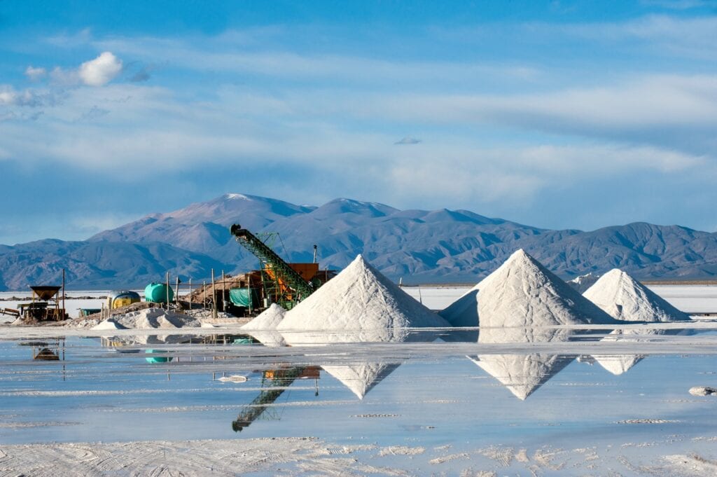 In Chile and Argentina, lithium is extracted from salars