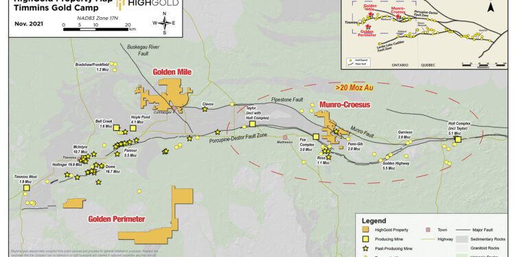 HighGold Mining Commences Munro-Croesus Drill Programme