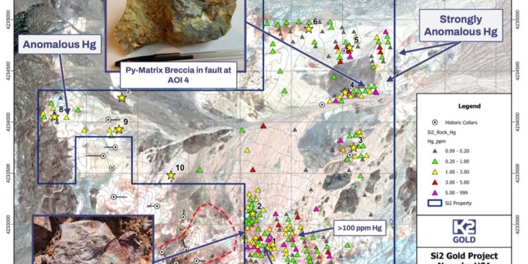 K2 Gold Defines Large Mercury Anomaly in Nevada