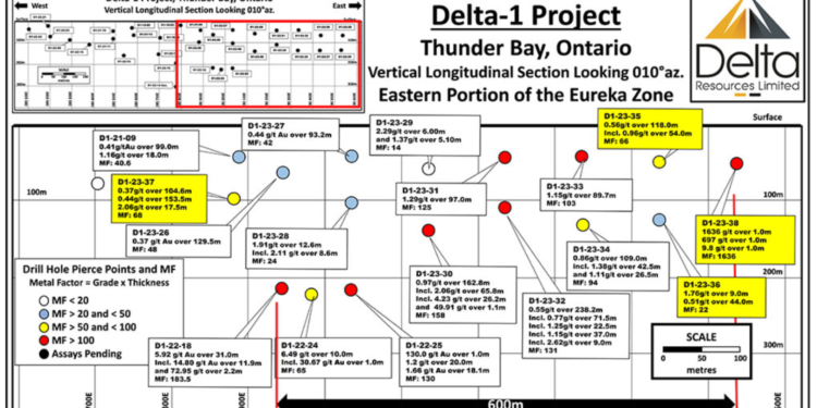 Delta Resources Intersects Bonanza Gold Grades of 1,636g/t and 697g/t over 1m