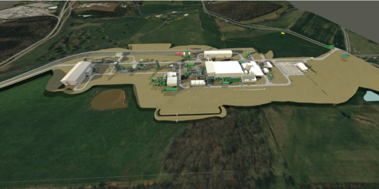 Engineering model of the 30,000 metric ton per year Tennessee Lithium project (Credit: Piedmont Lithium)