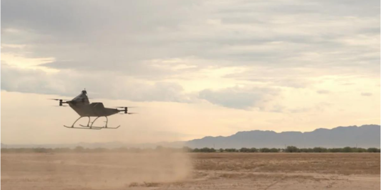 Fully electric Dragon eVTOL personal air vehicle (PAV) from Rotor X undergoing test flights in the Arizona desert recently (Credit: Nova Minerals Limited)
